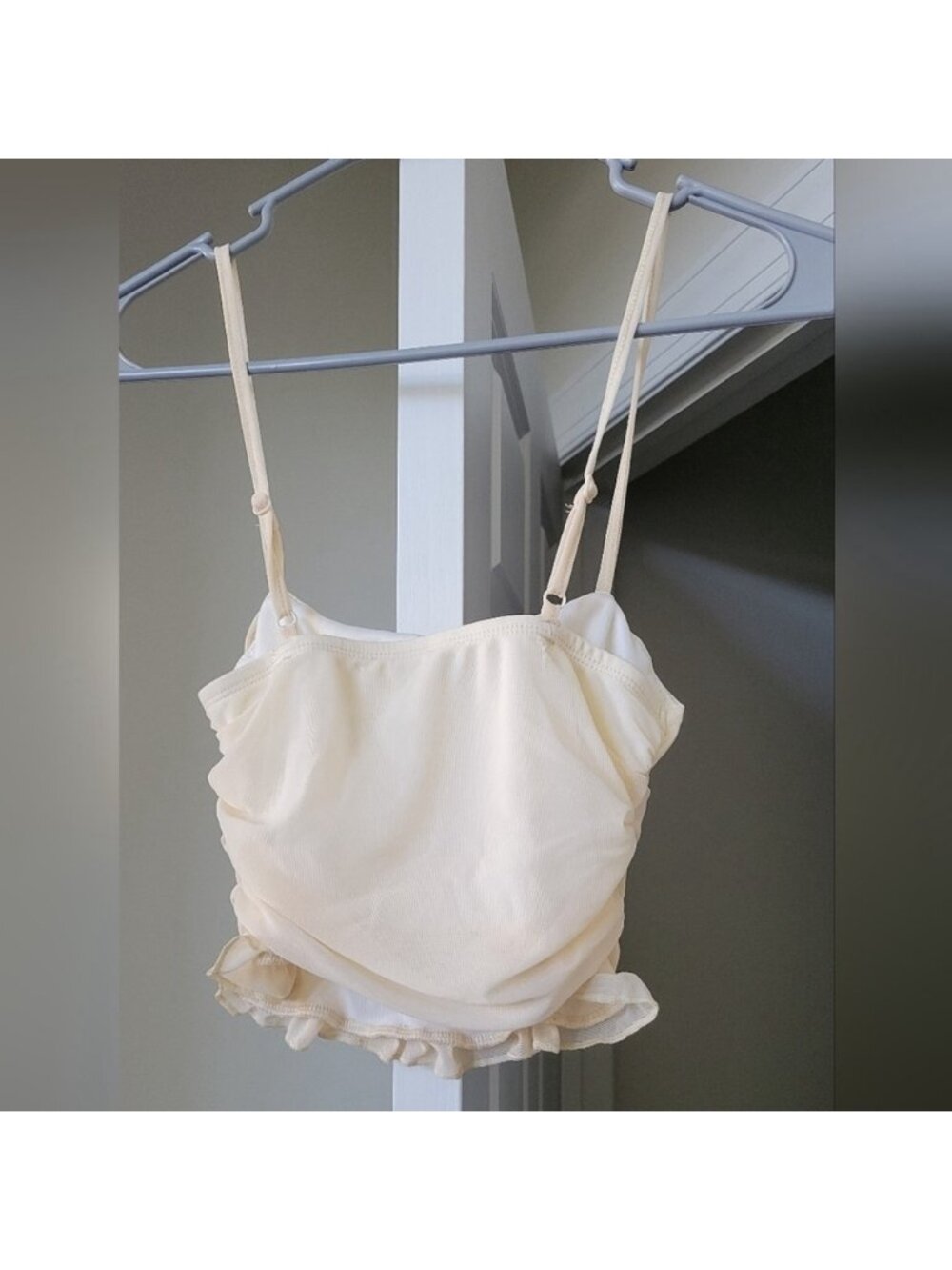 Apricot Ruched Bust Ruffle Hem Cami Top – Size XS/2 - Picture 3 of 5